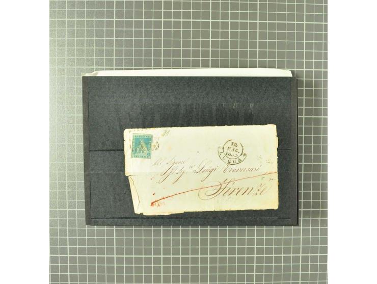 1851/60, überwiegend gestempelte Partie mit Mi.-Nr. 2y (Paar) auf Streifband, Nr. 22 ungebraucht ohne Gummi (beide Attest Hun