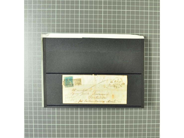 1851/60, überwiegend gestempelte Partie mit Mi.-Nr. 2y (Paar) auf Streifband, Nr. 22 ungebraucht ohne Gummi (beide Attest Hun