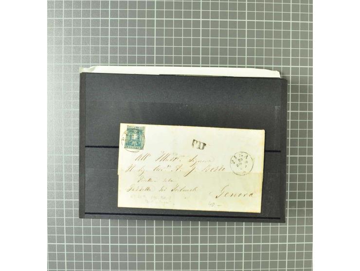 1851/60, überwiegend gestempelte Partie mit Mi.-Nr. 2y (Paar) auf Streifband, Nr. 22 ungebraucht ohne Gummi (beide Attest Hun
