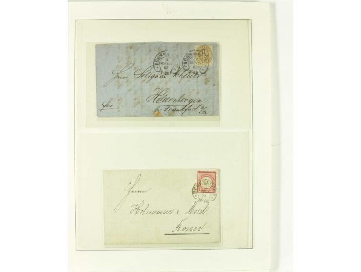 1865/76 (ca.), rund 100 Briefe, Karten und Ganzsachen mit Hufeisenstempeln, dabei bessere wie Spalink-Nr. 7-3, 15, 20-3, 36-2