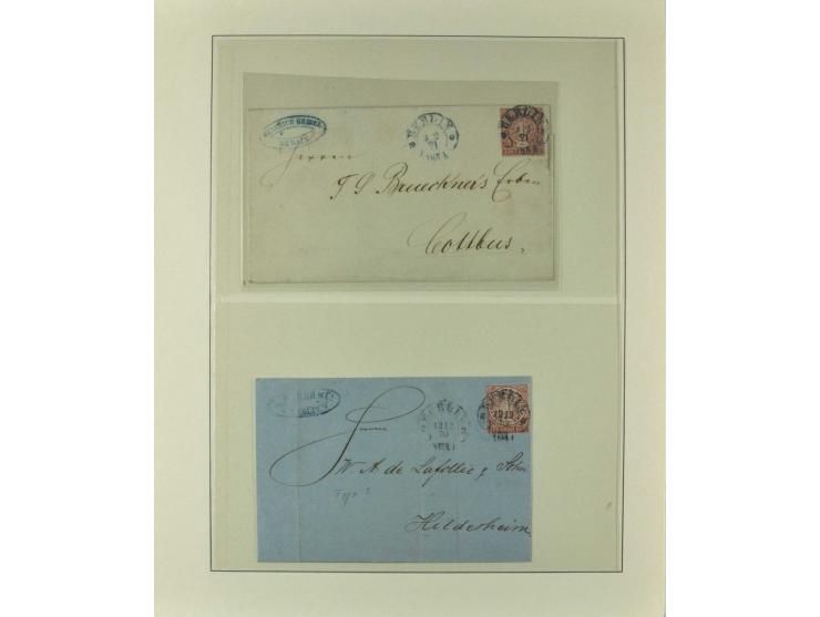1865/76 (ca.), rund 100 Briefe, Karten und Ganzsachen mit Hufeisenstempeln, dabei bessere wie Spalink-Nr. 7-3, 15, 20-3, 36-2