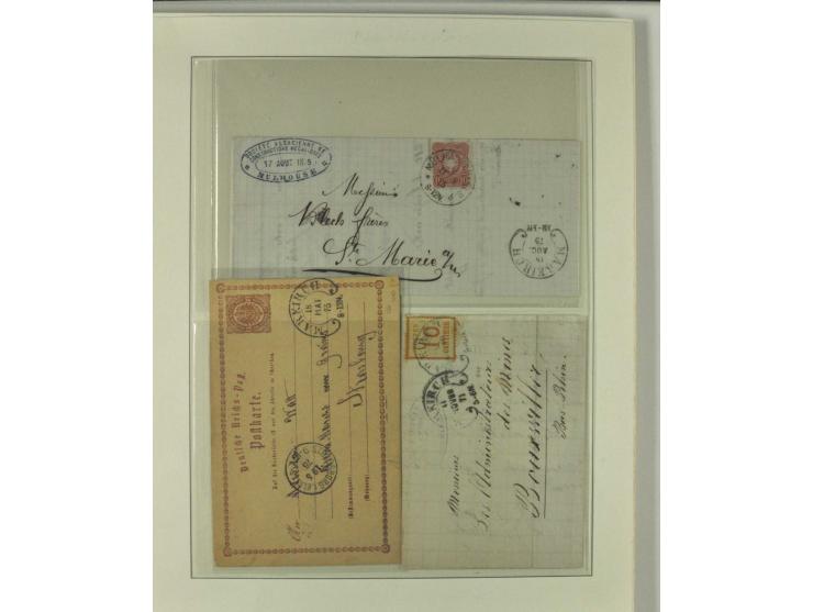 1865/76 (ca.), rund 100 Briefe, Karten und Ganzsachen mit Hufeisenstempeln, dabei bessere wie Spalink-Nr. 7-3, 15, 20-3, 36-2
