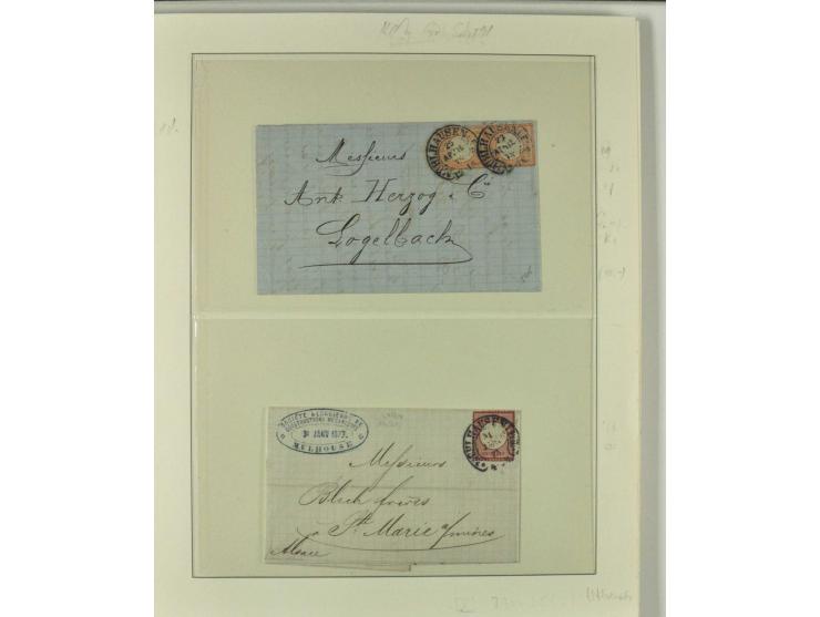 1865/76 (ca.), rund 100 Briefe, Karten und Ganzsachen mit Hufeisenstempeln, dabei bessere wie Spalink-Nr. 7-3, 15, 20-3, 36-2