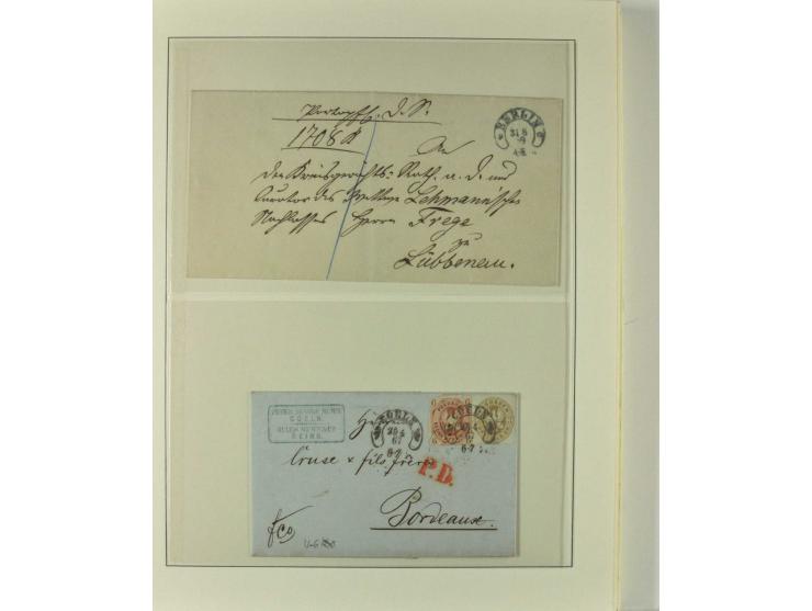 1865/76 (ca.), rund 100 Briefe, Karten und Ganzsachen mit Hufeisenstempeln, dabei bessere wie Spalink-Nr. 7-3, 15, 20-3, 36-2