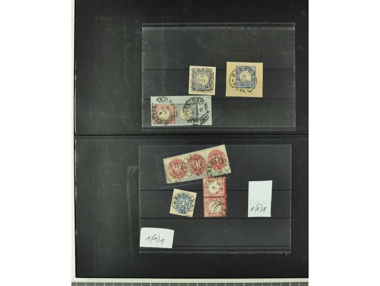 1865/76 (ca.), rund 100 Briefe, Karten und Ganzsachen mit Hufeisenstempeln, dabei bessere wie Spalink-Nr. 7-3, 15, 20-3, 36-2