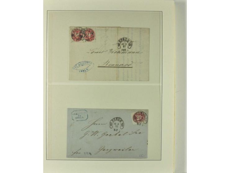 1865/76 (ca.), rund 100 Briefe, Karten und Ganzsachen mit Hufeisenstempeln, dabei bessere wie Spalink-Nr. 7-3, 15, 20-3, 36-2