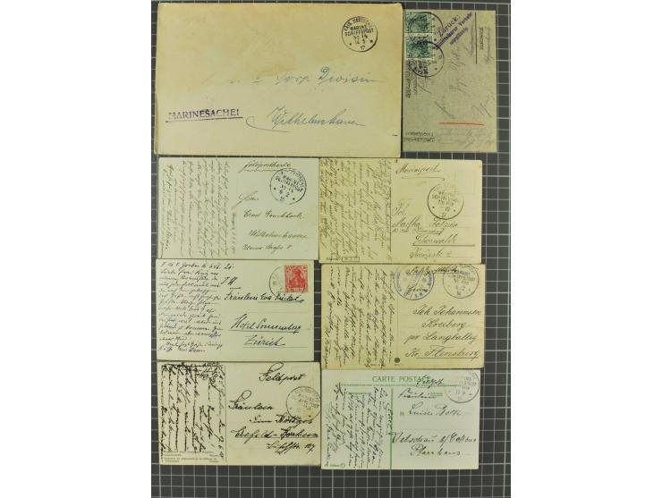 MARINE-SCHIFFSPOST: 1914/18, 23 Karten und Briefe, meist MSP No. 14 sowie einige No. 69, hier u.a. Karte aus Sevastopol, desw