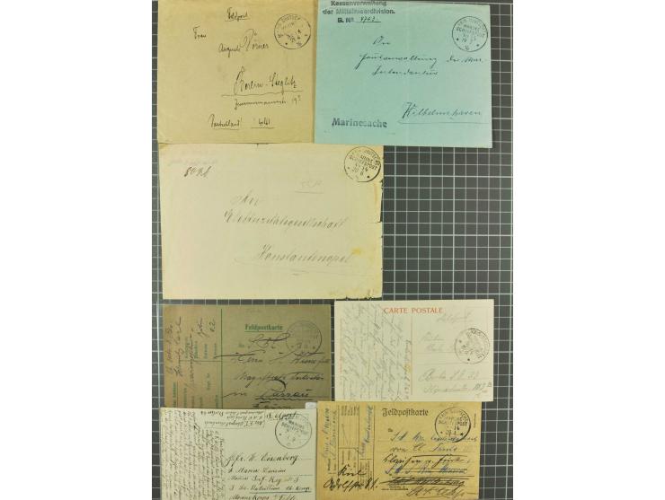 MARINE-SCHIFFSPOST: 1914/18, 23 Karten und Briefe, meist MSP No. 14 sowie einige No. 69, hier u.a. Karte aus Sevastopol, desw