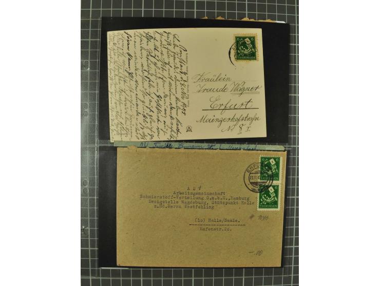 THÜRINGEN: 1945/46, umfangreiche Sammlung mit Schwerpunkt bei den Einzel- und Mehrfachfrankaturen sowie den Blockausgaben mit