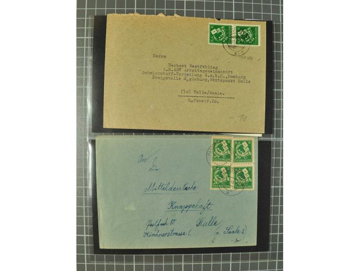 THÜRINGEN: 1945/46, umfangreiche Sammlung mit Schwerpunkt bei den Einzel- und Mehrfachfrankaturen sowie den Blockausgaben mit
