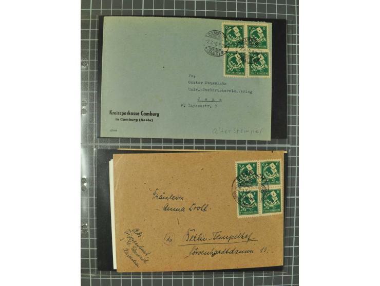 THÜRINGEN: 1945/46, umfangreiche Sammlung mit Schwerpunkt bei den Einzel- und Mehrfachfrankaturen sowie den Blockausgaben mit