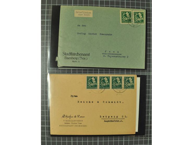 THÜRINGEN: 1945/46, umfangreiche Sammlung mit Schwerpunkt bei den Einzel- und Mehrfachfrankaturen sowie den Blockausgaben mit