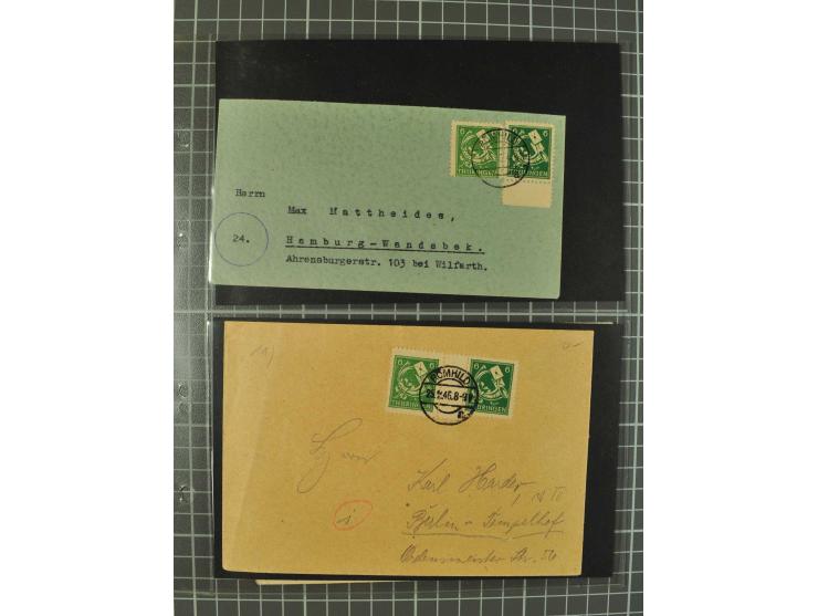 THÜRINGEN: 1945/46, umfangreiche Sammlung mit Schwerpunkt bei den Einzel- und Mehrfachfrankaturen sowie den Blockausgaben mit