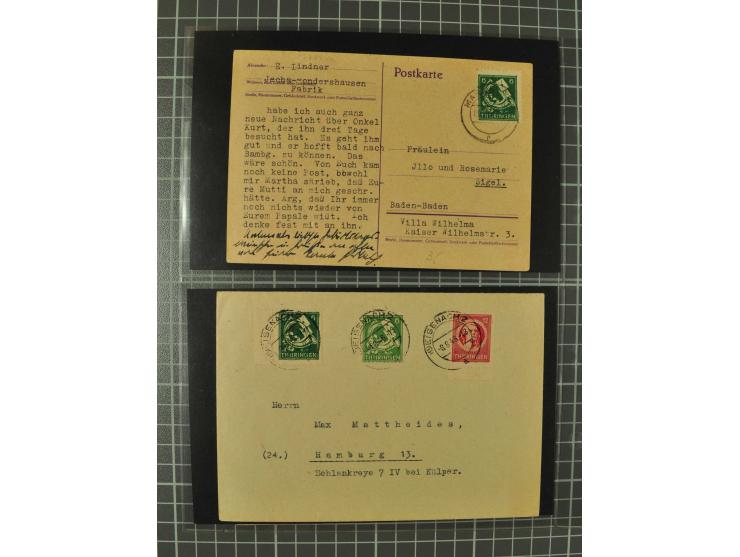 THÜRINGEN: 1945/46, umfangreiche Sammlung mit Schwerpunkt bei den Einzel- und Mehrfachfrankaturen sowie den Blockausgaben mit