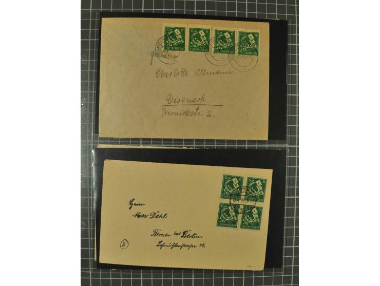 THÜRINGEN: 1945/46, umfangreiche Sammlung mit Schwerpunkt bei den Einzel- und Mehrfachfrankaturen sowie den Blockausgaben mit