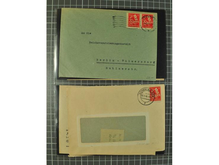 THÜRINGEN: 1945/46, umfangreiche Sammlung mit Schwerpunkt bei den Einzel- und Mehrfachfrankaturen sowie den Blockausgaben mit