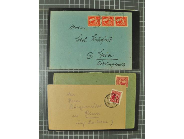 THÜRINGEN: 1945/46, umfangreiche Sammlung mit Schwerpunkt bei den Einzel- und Mehrfachfrankaturen sowie den Blockausgaben mit