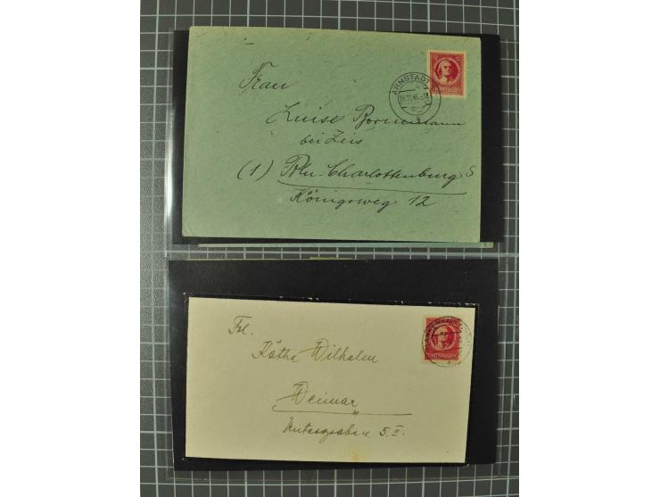 THÜRINGEN: 1945/46, umfangreiche Sammlung mit Schwerpunkt bei den Einzel- und Mehrfachfrankaturen sowie den Blockausgaben mit
