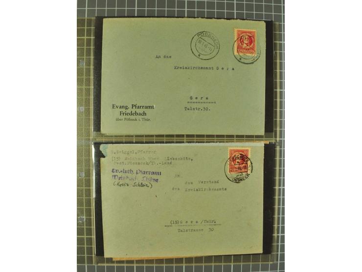 THÜRINGEN: 1945/46, umfangreiche Sammlung mit Schwerpunkt bei den Einzel- und Mehrfachfrankaturen sowie den Blockausgaben mit