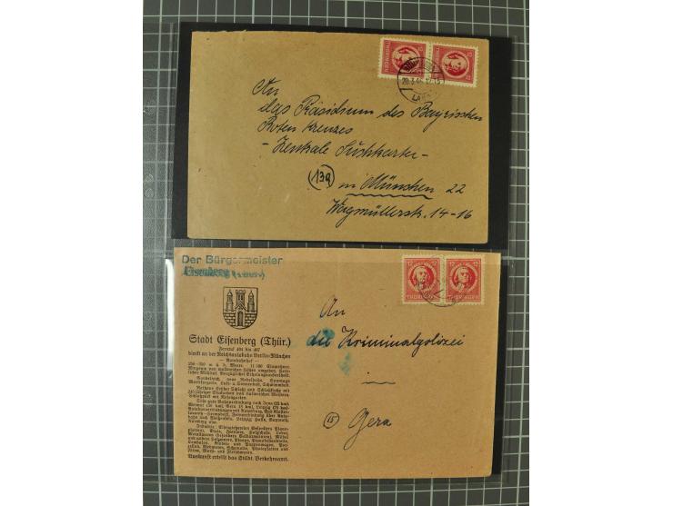 THÜRINGEN: 1945/46, umfangreiche Sammlung mit Schwerpunkt bei den Einzel- und Mehrfachfrankaturen sowie den Blockausgaben mit