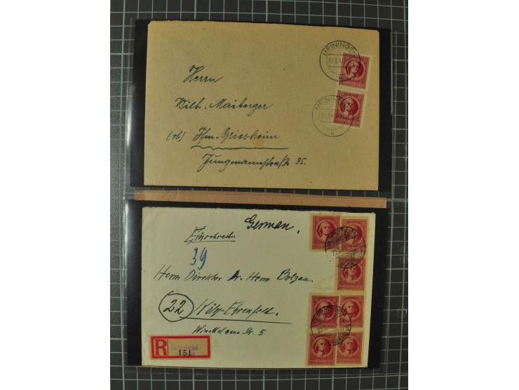 THÜRINGEN: 1945/46, umfangreiche Sammlung mit Schwerpunkt bei den Einzel- und Mehrfachfrankaturen sowie den Blockausgaben mit