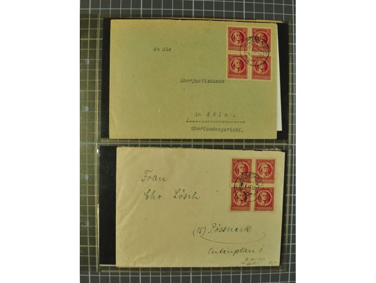 THÜRINGEN: 1945/46, umfangreiche Sammlung mit Schwerpunkt bei den Einzel- und Mehrfachfrankaturen sowie den Blockausgaben mit