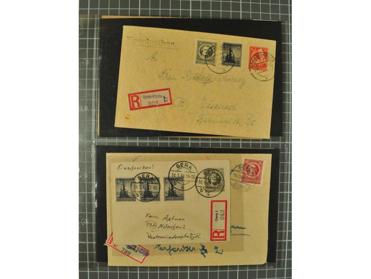 THÜRINGEN: 1945/46, umfangreiche Sammlung mit Schwerpunkt bei den Einzel- und Mehrfachfrankaturen sowie den Blockausgaben mit