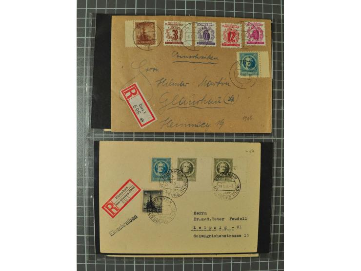 THÜRINGEN: 1945/46, umfangreiche Sammlung mit Schwerpunkt bei den Einzel- und Mehrfachfrankaturen sowie den Blockausgaben mit