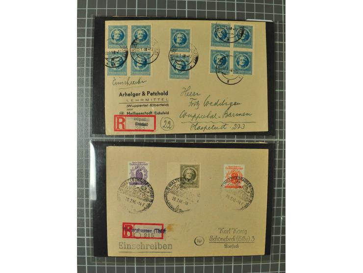 THÜRINGEN: 1945/46, umfangreiche Sammlung mit Schwerpunkt bei den Einzel- und Mehrfachfrankaturen sowie den Blockausgaben mit