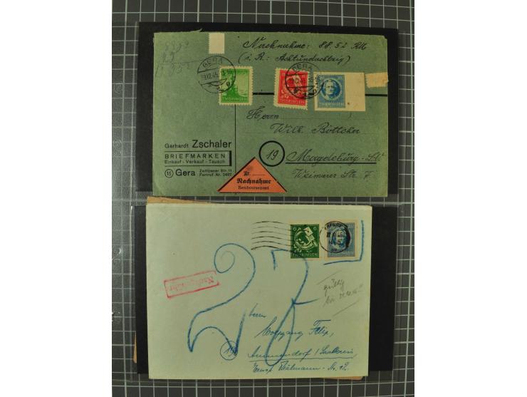 THÜRINGEN: 1945/46, umfangreiche Sammlung mit Schwerpunkt bei den Einzel- und Mehrfachfrankaturen sowie den Blockausgaben mit