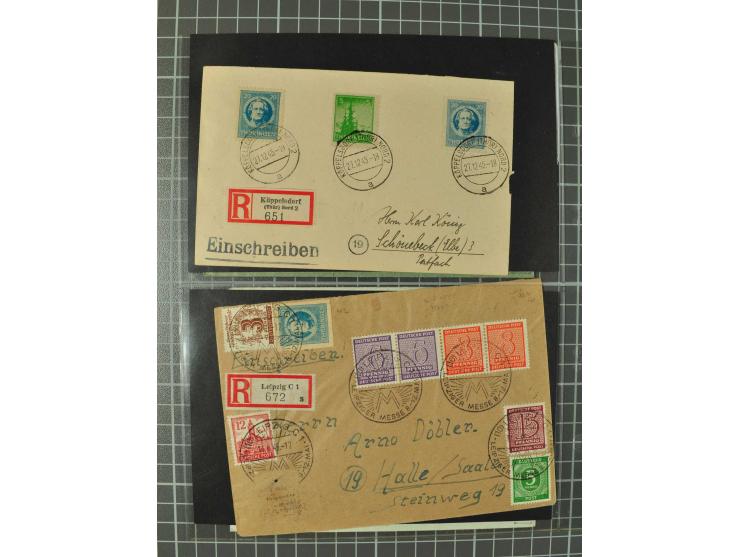 THÜRINGEN: 1945/46, umfangreiche Sammlung mit Schwerpunkt bei den Einzel- und Mehrfachfrankaturen sowie den Blockausgaben mit