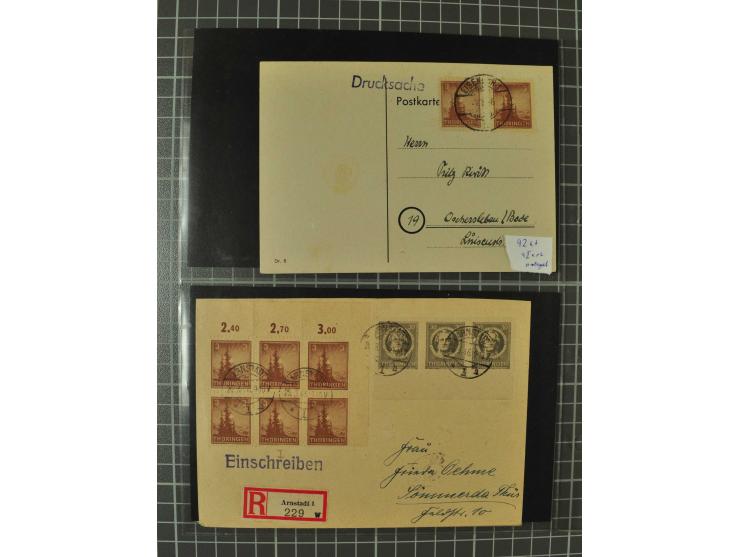 THÜRINGEN: 1945/46, umfangreiche Sammlung mit Schwerpunkt bei den Einzel- und Mehrfachfrankaturen sowie den Blockausgaben mit