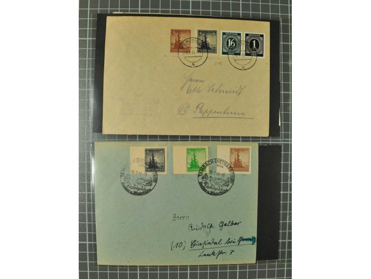 THÜRINGEN: 1945/46, umfangreiche Sammlung mit Schwerpunkt bei den Einzel- und Mehrfachfrankaturen sowie den Blockausgaben mit