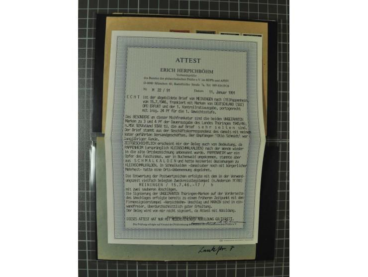 THÜRINGEN: 1945/46, umfangreiche Sammlung mit Schwerpunkt bei den Einzel- und Mehrfachfrankaturen sowie den Blockausgaben mit