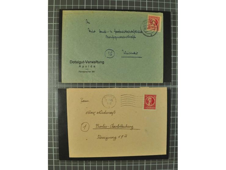 THÜRINGEN: 1945/46, umfangreiche Sammlung mit Schwerpunkt bei den Einzel- und Mehrfachfrankaturen sowie den Blockausgaben mit