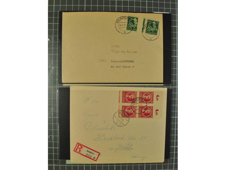 THÜRINGEN: 1945/46, umfangreiche Sammlung mit Schwerpunkt bei den Einzel- und Mehrfachfrankaturen sowie den Blockausgaben mit