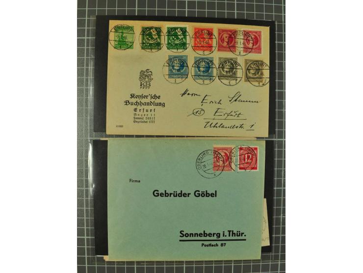 THÜRINGEN: 1945/46, umfangreiche Sammlung mit Schwerpunkt bei den Einzel- und Mehrfachfrankaturen sowie den Blockausgaben mit