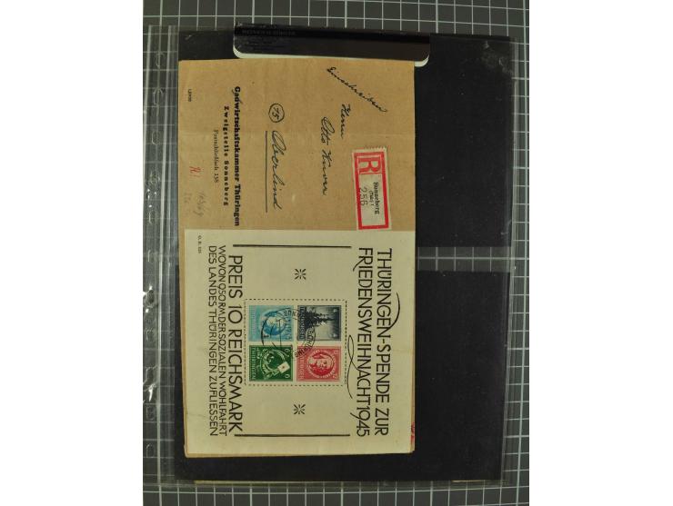 THÜRINGEN: 1945/46, umfangreiche Sammlung mit Schwerpunkt bei den Einzel- und Mehrfachfrankaturen sowie den Blockausgaben mit