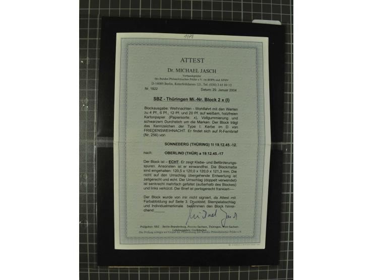 THÜRINGEN: 1945/46, umfangreiche Sammlung mit Schwerpunkt bei den Einzel- und Mehrfachfrankaturen sowie den Blockausgaben mit
