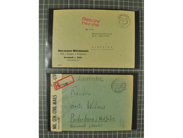 THÜRINGEN: 1945/46, umfangreiche Sammlung mit Schwerpunkt bei den Einzel- und Mehrfachfrankaturen sowie den Blockausgaben mit