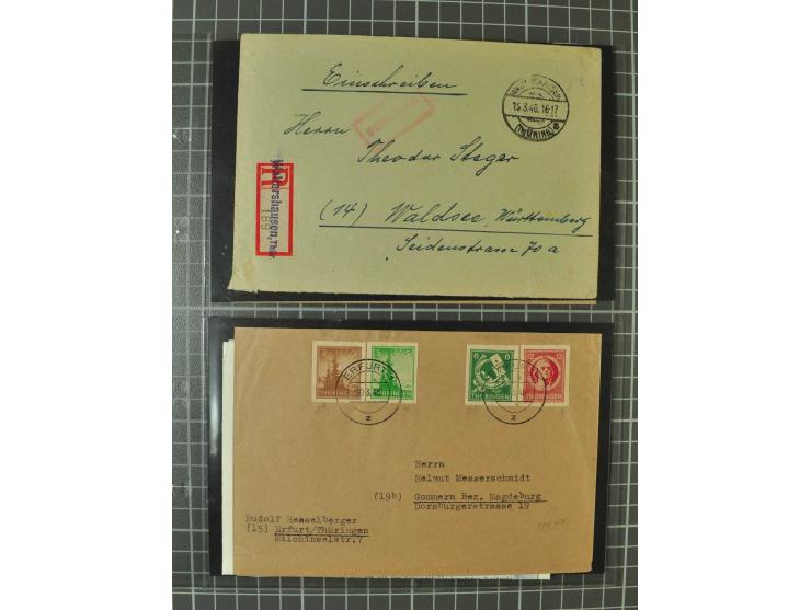 THÜRINGEN: 1945/46, umfangreiche Sammlung mit Schwerpunkt bei den Einzel- und Mehrfachfrankaturen sowie den Blockausgaben mit