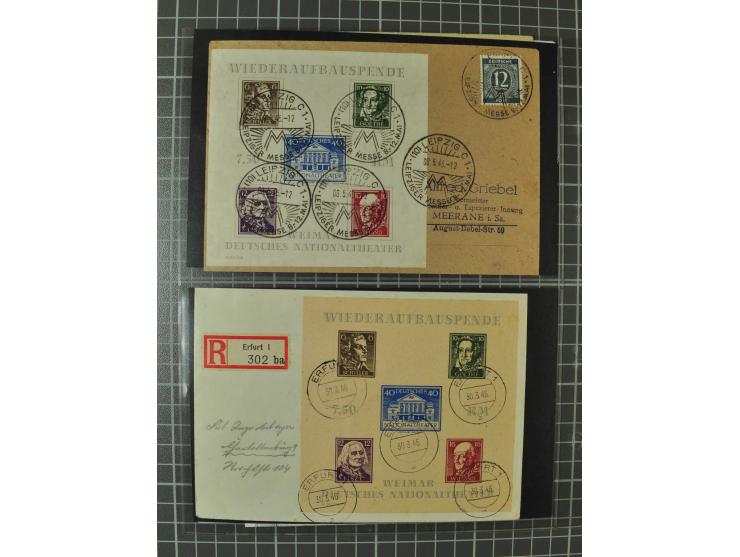 THÜRINGEN: 1945/46, umfangreiche Sammlung mit Schwerpunkt bei den Einzel- und Mehrfachfrankaturen sowie den Blockausgaben mit