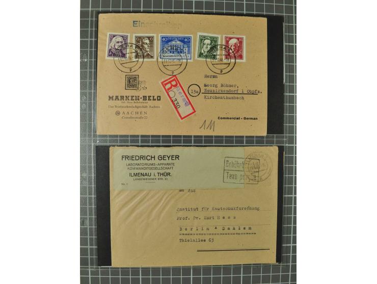 THÜRINGEN: 1945/46, umfangreiche Sammlung mit Schwerpunkt bei den Einzel- und Mehrfachfrankaturen sowie den Blockausgaben mit