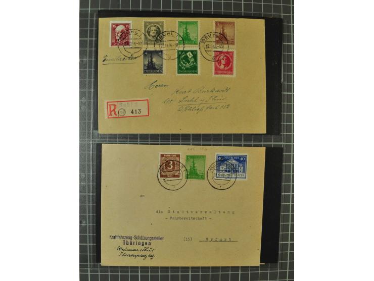 THÜRINGEN: 1945/46, umfangreiche Sammlung mit Schwerpunkt bei den Einzel- und Mehrfachfrankaturen sowie den Blockausgaben mit