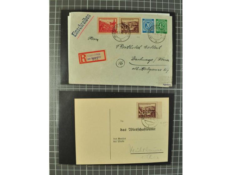 THÜRINGEN: 1945/46, umfangreiche Sammlung mit Schwerpunkt bei den Einzel- und Mehrfachfrankaturen sowie den Blockausgaben mit
