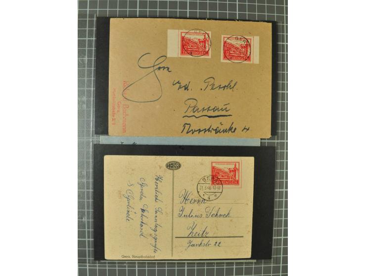 THÜRINGEN: 1945/46, umfangreiche Sammlung mit Schwerpunkt bei den Einzel- und Mehrfachfrankaturen sowie den Blockausgaben mit