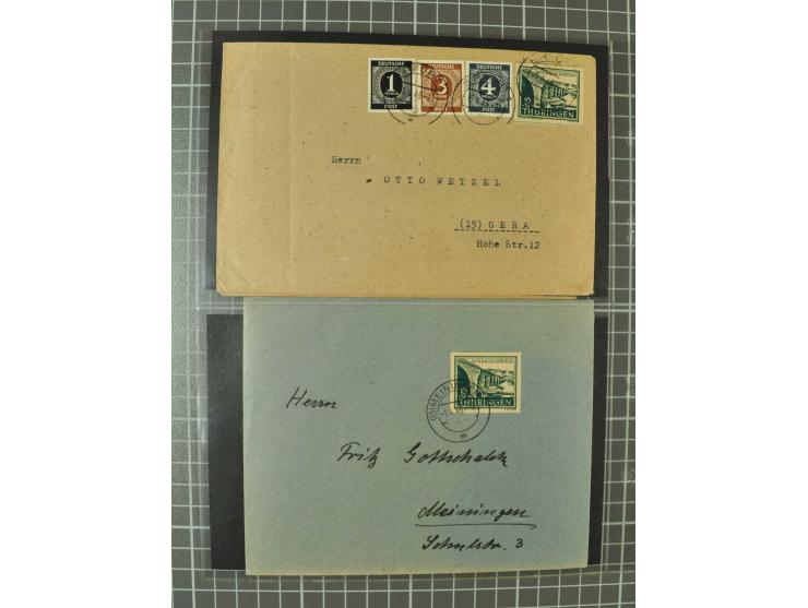 THÜRINGEN: 1945/46, umfangreiche Sammlung mit Schwerpunkt bei den Einzel- und Mehrfachfrankaturen sowie den Blockausgaben mit
