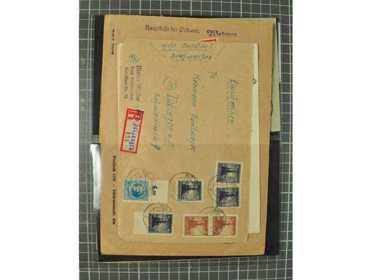THÜRINGEN: 1945/46, umfangreiche Sammlung mit Schwerpunkt bei den Einzel- und Mehrfachfrankaturen sowie den Blockausgaben mit