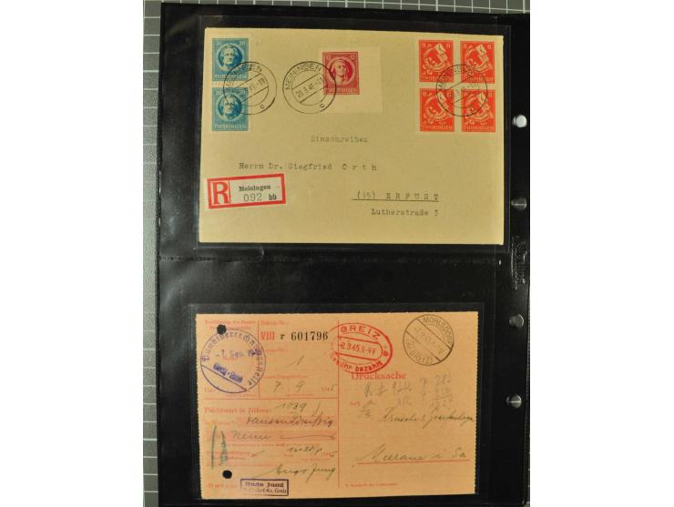 THÜRINGEN: 1945/46, umfangreiche Sammlung mit Schwerpunkt bei den Einzel- und Mehrfachfrankaturen sowie den Blockausgaben mit