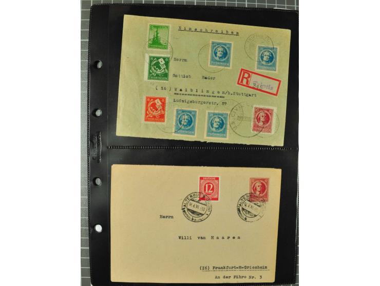 THÜRINGEN: 1945/46, umfangreiche Sammlung mit Schwerpunkt bei den Einzel- und Mehrfachfrankaturen sowie den Blockausgaben mit